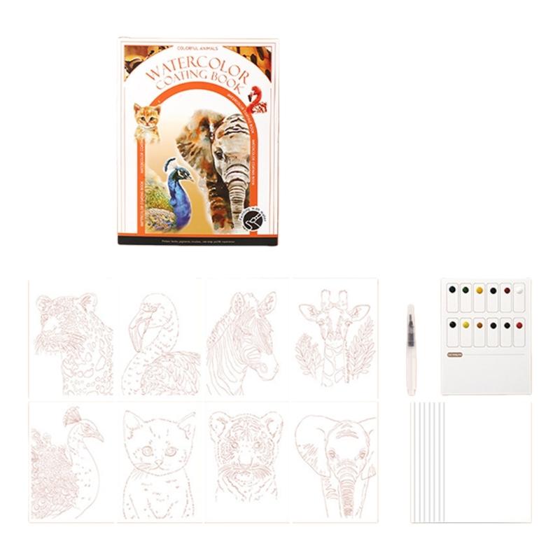 Beginner Friendly Watercolor Coloring Book Features Sketched Designs Blank Pages and Palette Perfect for Creativity