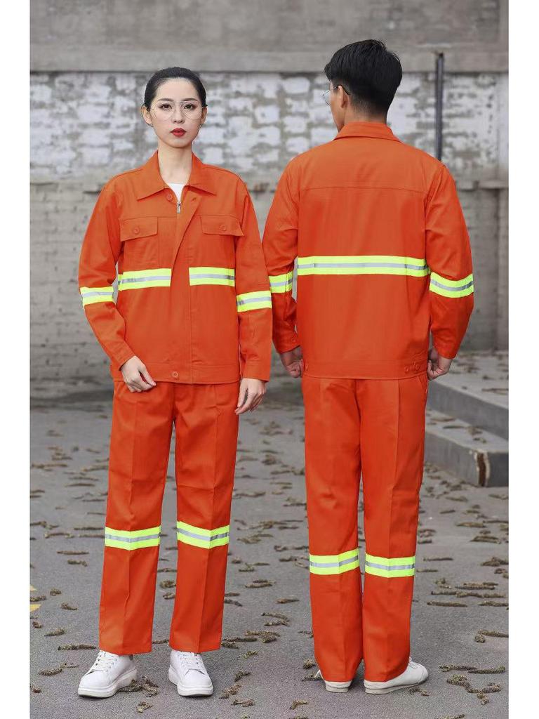 Reflective Workwear Set: Spring & Autumn, Summer Sanitation, Road Construction, Wear-resistant, Thin Long-sleeved Uniform