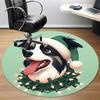 1PC Christmas Dog Office Round Area Rug,  Mat Suitable ForOffice, Under Office Chairs Bedroom Living Room Home Decor, Room Deco