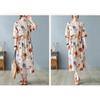 Nowe luźne plus size drukowane sznurki do wiązania w pasie etniczny styl dekolt w serek rękaw pięciominutowy literackie długie sukienki