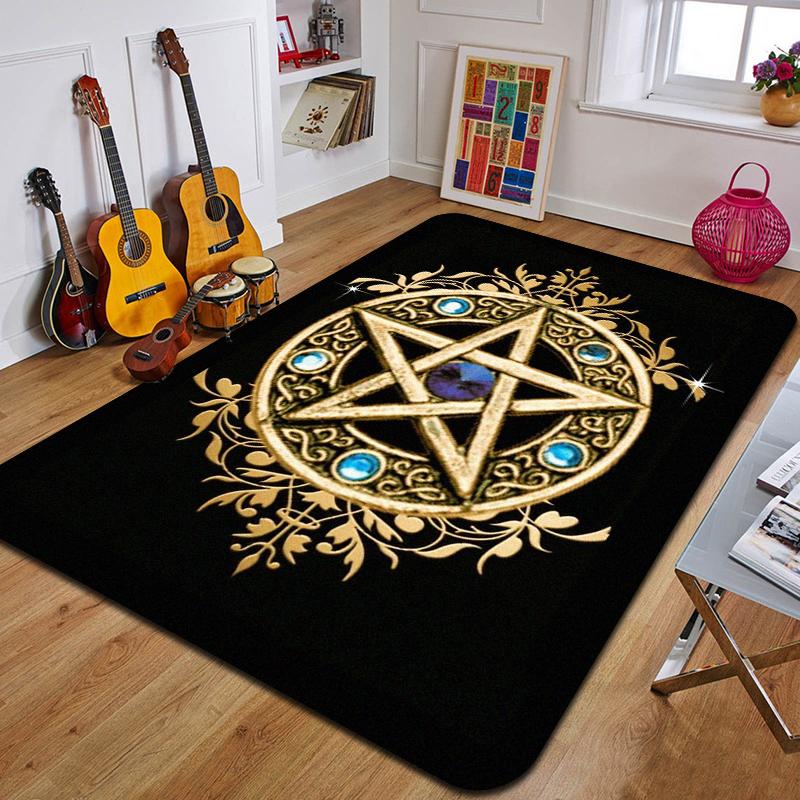 P-Pentagram Printed Carpet Fashion Yoga Mat Non-Slip Carpet Bedroom Decoration Outdoor Carpet Bedroom Birthday Gift