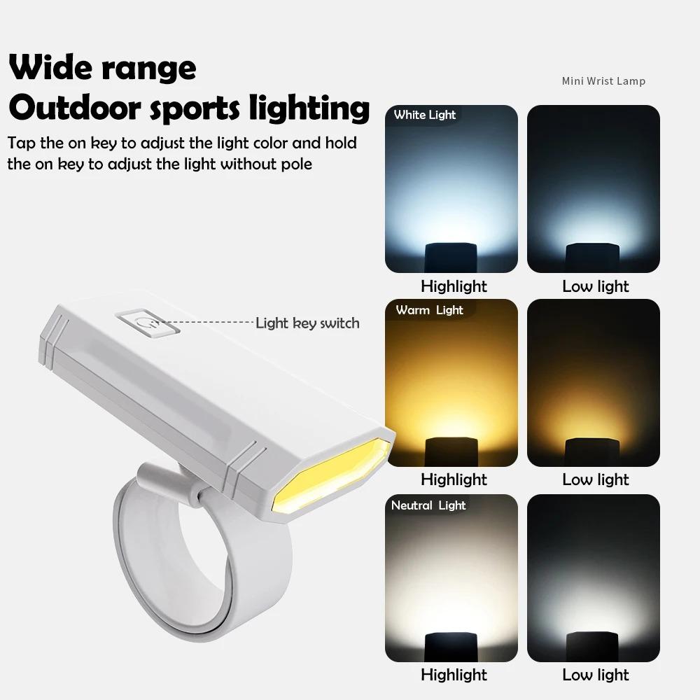 

Adjustable Mini Wrist Night Light USB Charging Running Cycling Light Fishing білий
