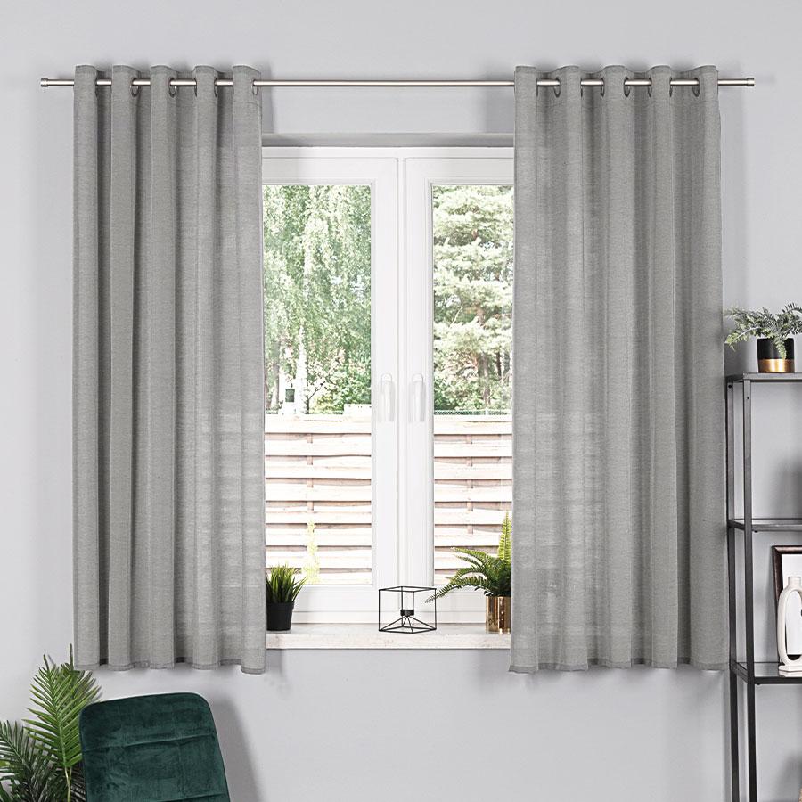 Basic Zasłona Gotowa Na Przelotkach Szara Gładka 145X170 Cm