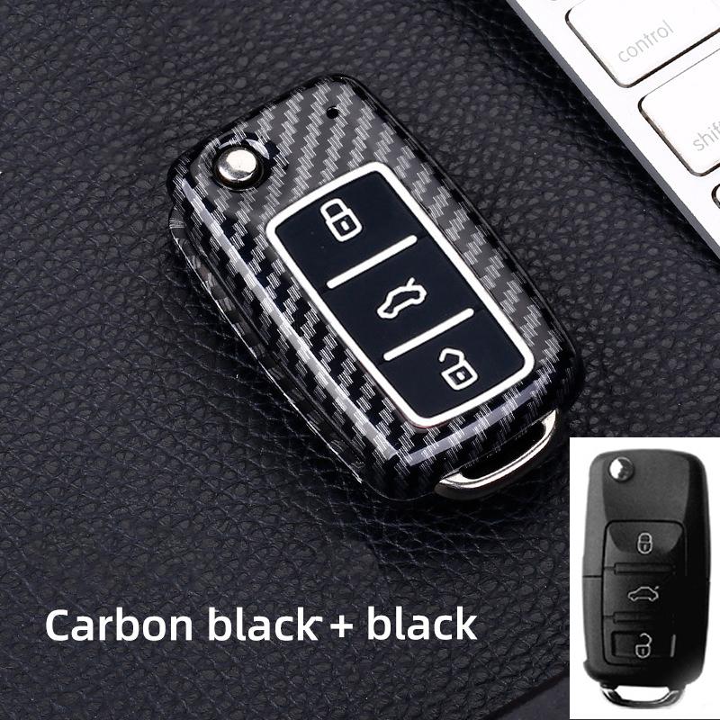 Abs Carbon Car Key Case Cover For Volkswagen Vw Polo Golf Passat Tiguan Beetle Caddy T5 Up Eos Skoda Octavia Seat Leon Altea