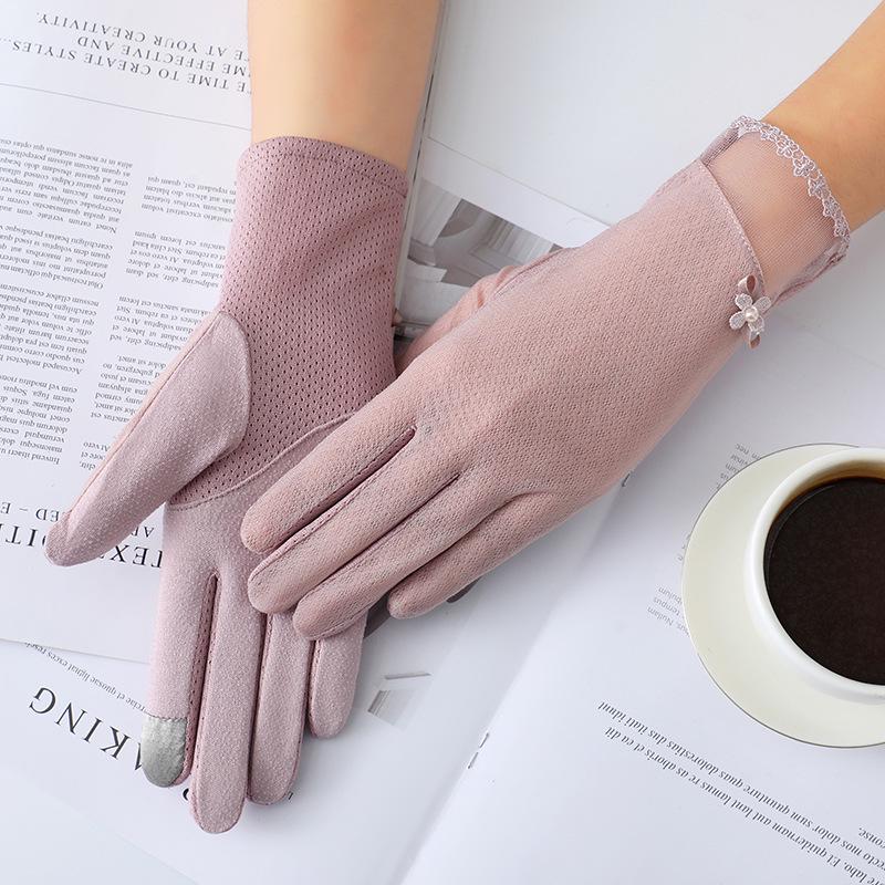 

Женские эластичные летние велосипедные перчатки с сенсорным экраном - Защита от УФ-лучей, Тонкие, Ледяной шелк, Защита от солнца One Size