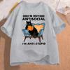 Lazy Cat Sofa Alphabet Print T-Shirt Summer Casual Fashion Funny Meme Comfortable O-Neck Short Sleeve Tops for Women T-shirts