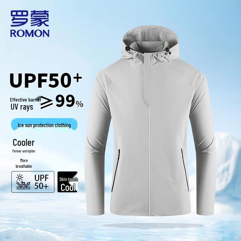 ROMON Men s UPF50+ Ice Silk Hooded Sun Protection Jacket M