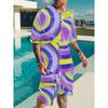 Large Size 3D Digital Printing Men's Summer Casual Suit, Featuring Patterns, with a Round Neck and Short-sleeved Shorts As a Two-piece Set