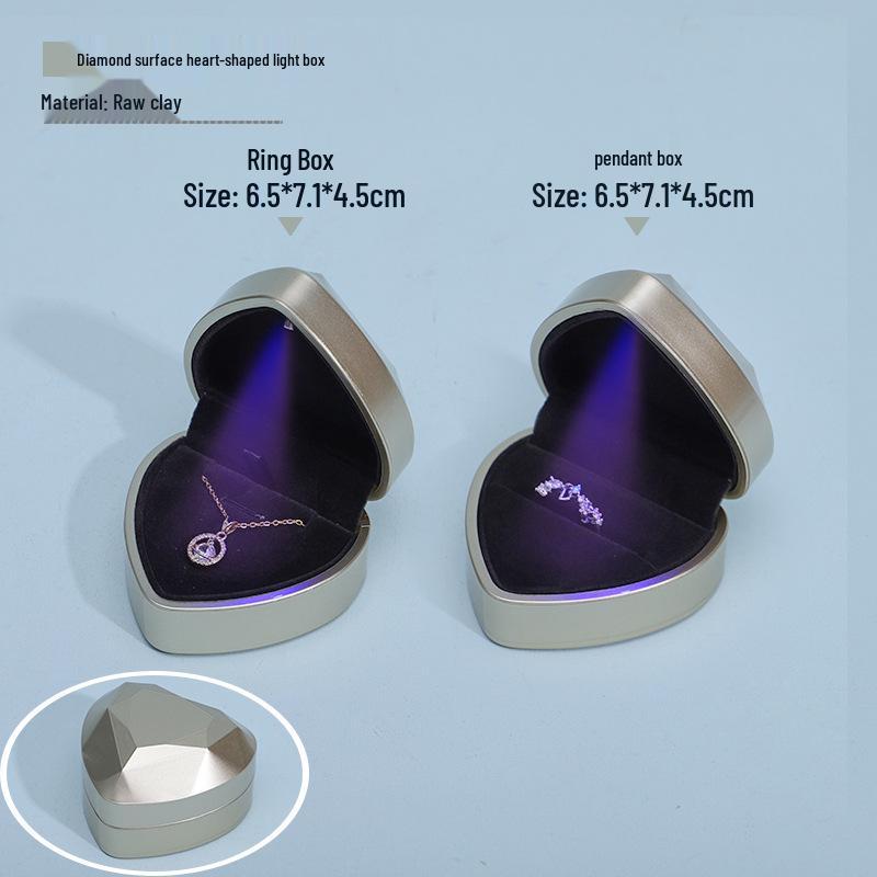 Heart-Shaped LED Ring & Necklace Box with Light - Jewelry Gift Packaging