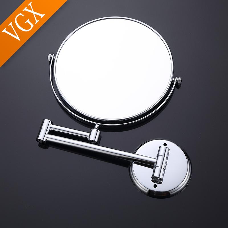 VGX Two Sided Vanity Makeup Mirror Bathroom Wall Mounted Folding Mirror 3x Magnifying Makeup Shaving Vanity Mirror Gold Chrome