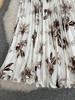 Women's Versatile High Waist A-Line Floral Pleated Midi Skirt