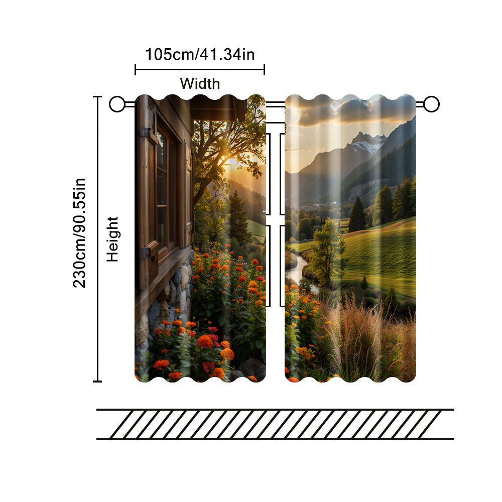 2 pcs, filtering curtains (excluding rods, non-movable, without batteries) Autumn Lake for use in bedrooms and living rooms