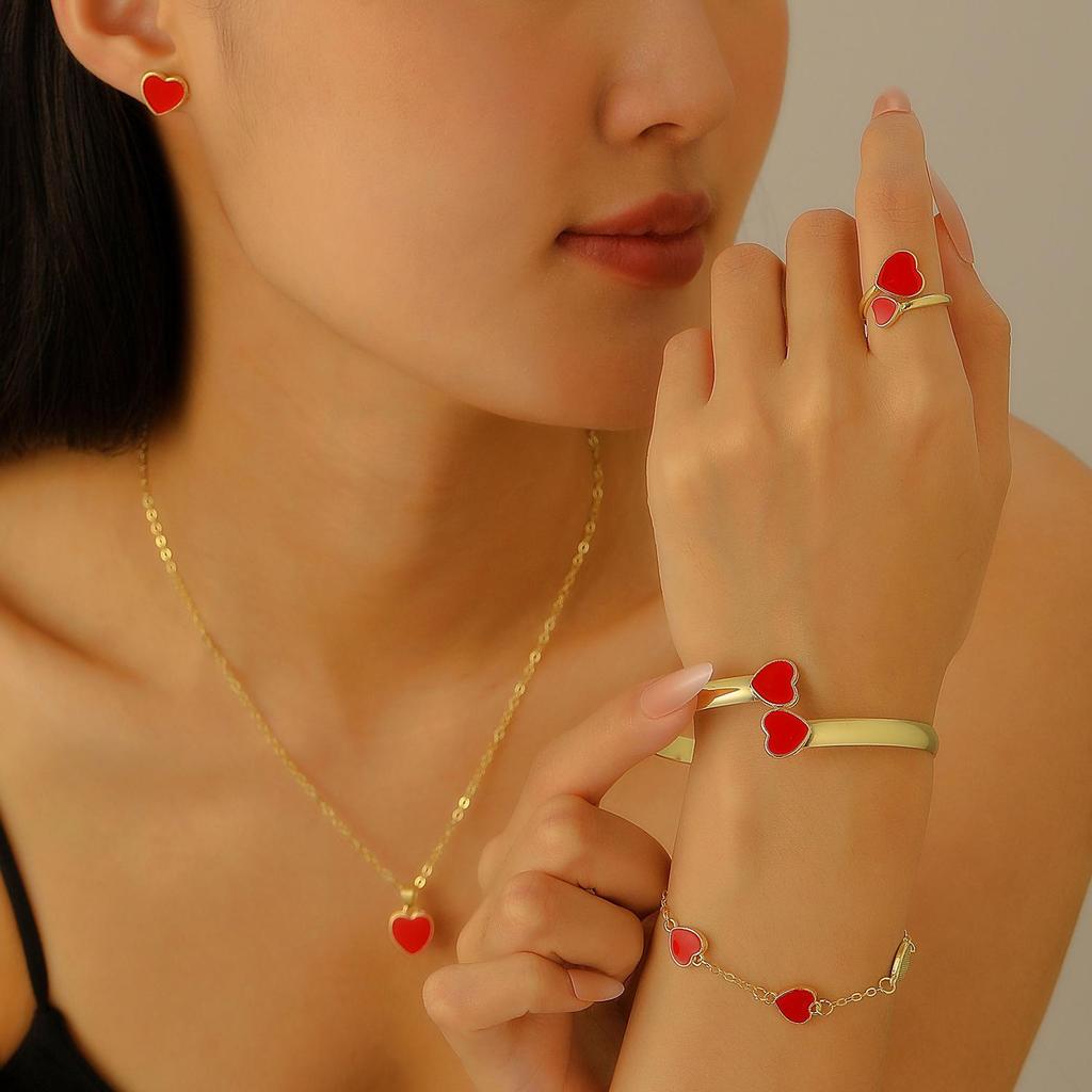 European and American Hot-Selling Lucky Clover Jewelry Set: Five-Leaf Bracelet, Earrings, Necklace & Ring for Women