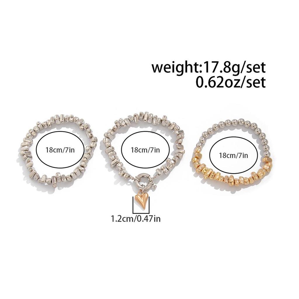 3Pcs/Set Irregular CCB Stone Chain Bracelets Jewelry Party Accessories Geometric Heart-Shaped Pendant Bracelet 2025 New