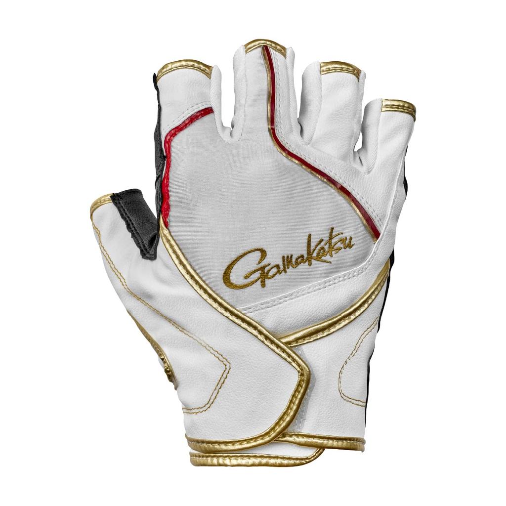 Gamakatsu Cross Belt Fishing Gloves GM7302 Size L (5-strip) White,