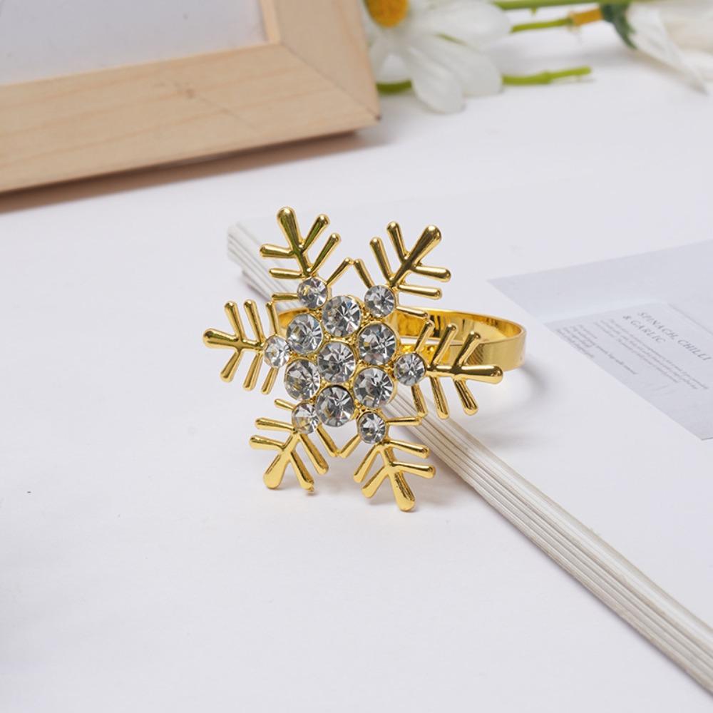 6pcs/pack Metal Snowflakes Shape Napkin Rings Silver Gold Towel Ring Fashion Napkin Holder Wedding