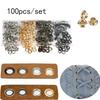 100Sets/pack Silvery Eyelet Grommet Round Rings Tarp Accessories DIY Copper Eyelet Grommet
