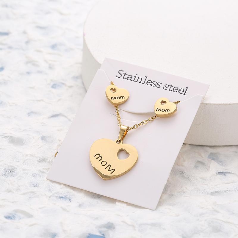 New Animal Flower Butterfly Stainless Steel Pendant Necklace Sets For Women Gold Color Chain Necklace Earrings Zircon Gifts