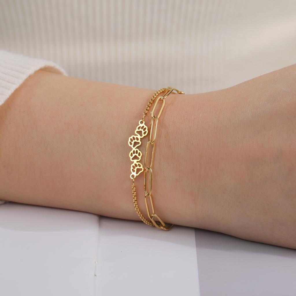 Cazador Cat Dog Paw Footprint Box Chain Bracelets for Women Stainless Steel Hand Bracelet Mother's Day Gifts Jewelry 2026
