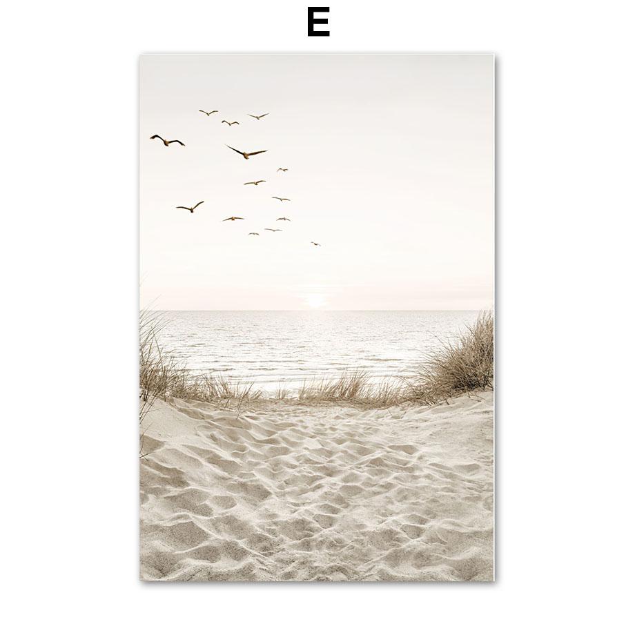 Vitt skal Strand Blomma Maskros Linje Abstrakt Figurkonst Dukmålning Nordiskt tryck Affischer Väggbilder för hemdeocr