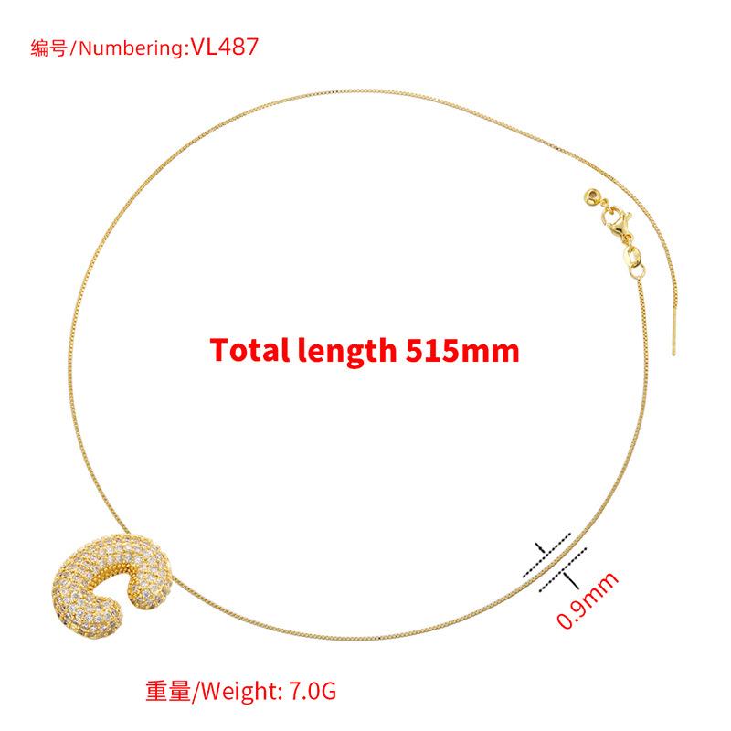 26 English Letter Necklace Copper Gold Plated With Zirconium Balloon Letter Pendant Collarbone Chain Vl487