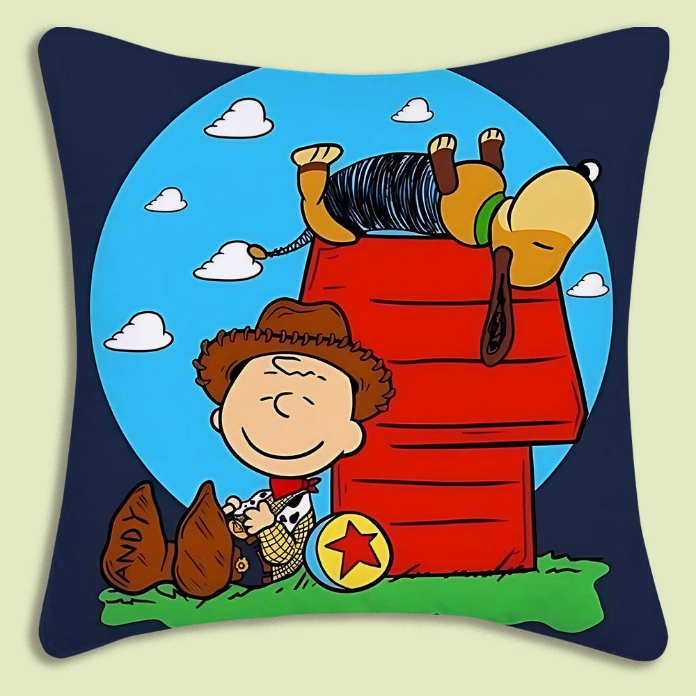 Cartoon Cute S-Snoopy Pillow Covers Cartoon Sofa Decorative Home Double-Sided Printing Short Plush Cute Cushion Cover