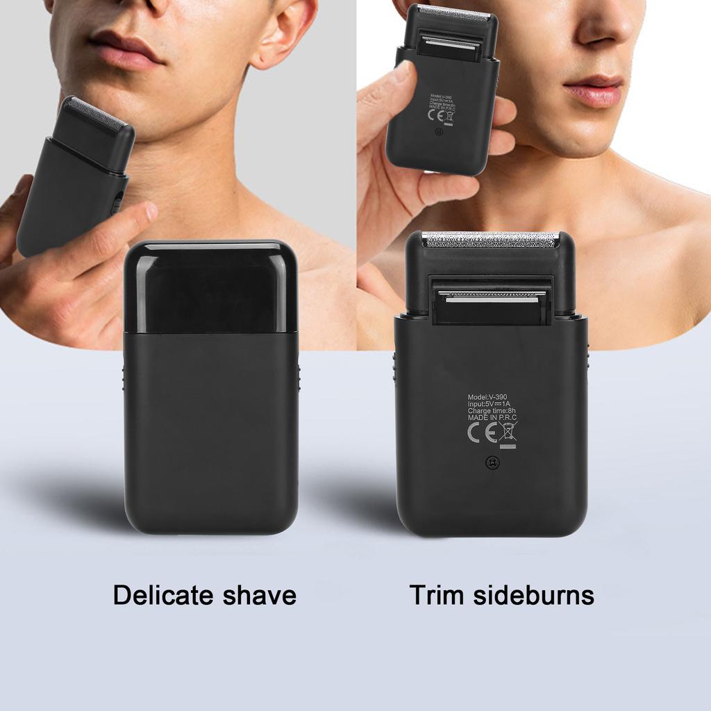 USB Charging Electric Razor Travel Portable Men Foil Shaver Beard Trimmer (Black)