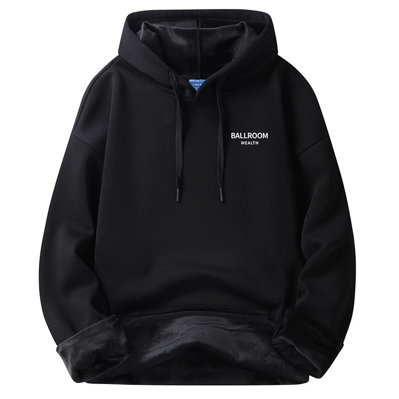 

Толстовка с капюшоном мужская весна, осень и зима 420 г плотная молодежная круглая горловина свободная повседневная куртка с капюшоном M [recommended 80-52.5kg]