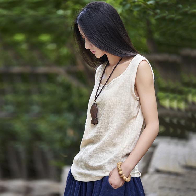 Spring Summer Women's Tanks Sleeveless O-Neck Summer Shirt 9 Color Solid Casual Cotton Linen Vintage Women Clothes Vest Top