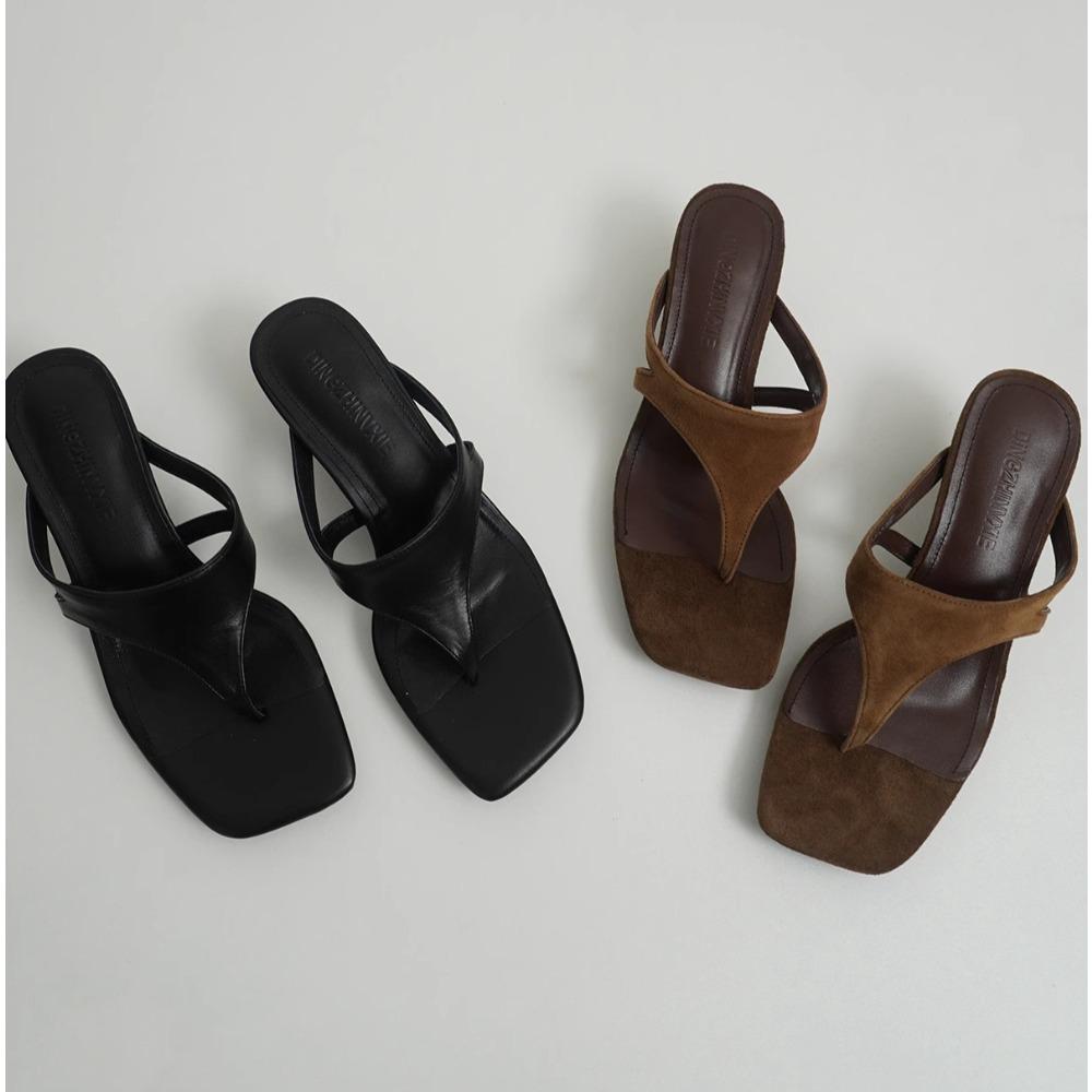 Sommermote Dame Klip-tå Tøfler Komfort Lav Hæl Slides Sko Damer Casual Kjole Street Style Sandaler