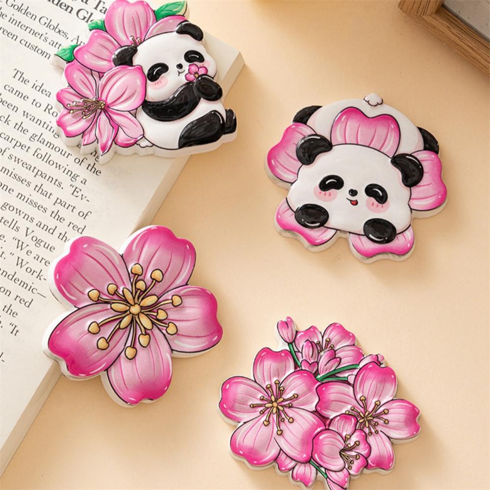 Pink Cherry Flower Panda Fridge Magnets Blossom Pastoral Cute Refrigerator Magnetic Sticker Message Whiteboard Sticker