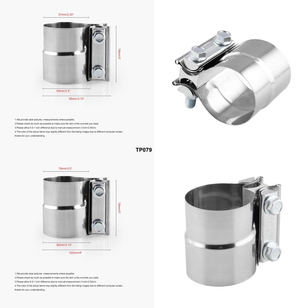 Premium Quality 2.25" To 2.5" Stainless Exhaust Band Clamp Step Clamps For Catback Muffler