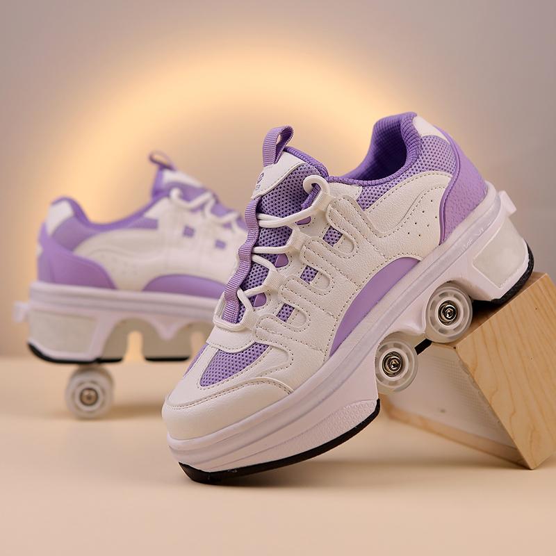 Deformation Parkour Shoes, Roller Skating Shoes, Kids Adults Unisex Roller Skates, Street Urban Fitness FSK Quad Skating Shoes