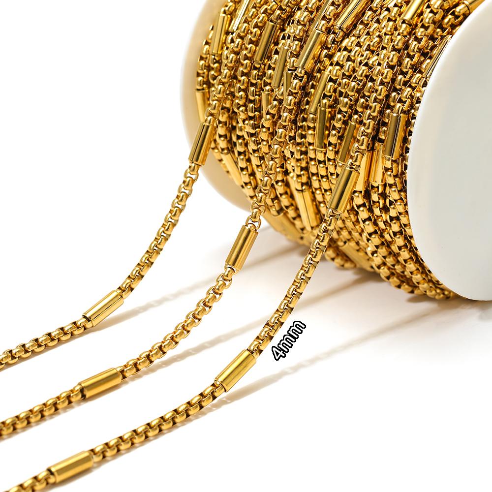 1 Meter Stainless Steel Gold Box Tube Cable Chains for DIY Necklaces Jewelry Earrings Making Bracelet Findings Supplies Bulk