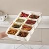 Plastic Kitchen Seasoning Storage Box with Airtight Seal, Divided Compartments, Transparent, for Spices and Grains