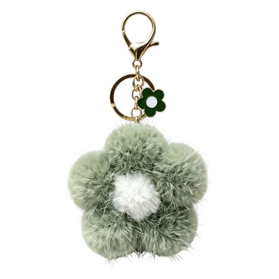 Floral Bag Charm Plush Flower Keychain for Backpack, Fuzzy Keyring Key Chain Charm, Women Girls Handbags Decorative Accessory Aesthetic Purse