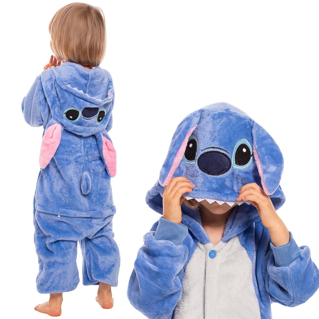Kinderpyjama Kigurumi Onesie Kostüm Stich Blau 115-125