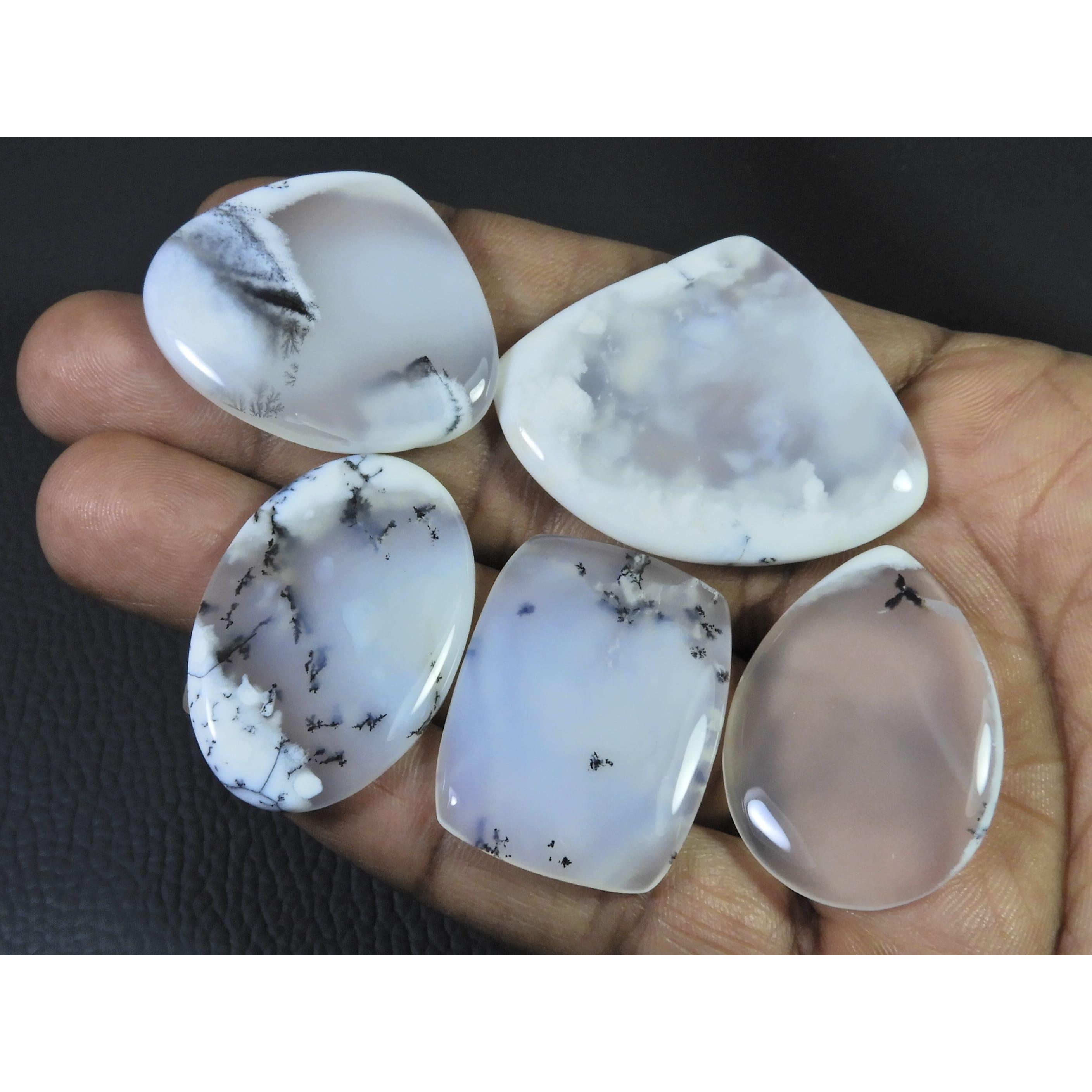 200 Карат. Натуральный Опал Дендритный Агат Смешанный Кабошон Россыпь Самоцветы 5 шт. Партия C-1320