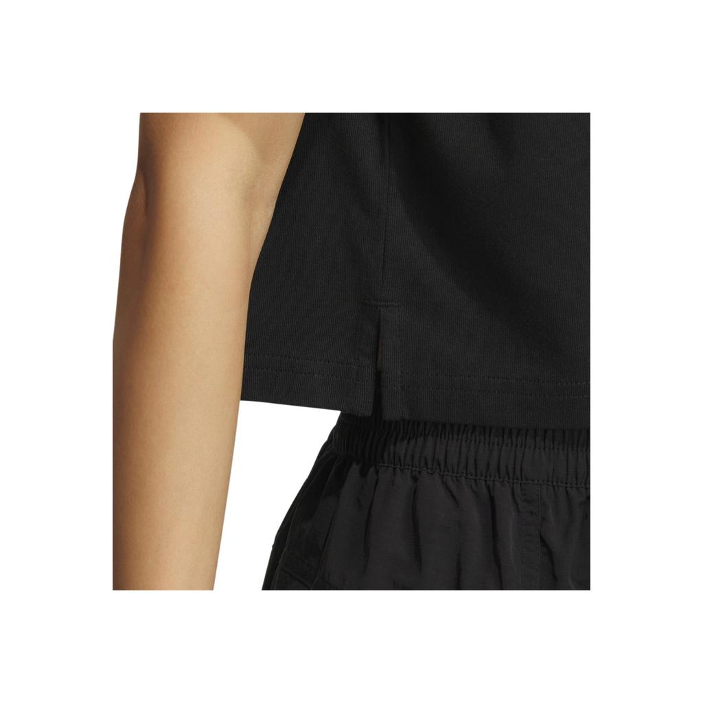 Adidas Originals Trefoil Tee With Monochrome Floral Print Details Women Tops Black IK8641