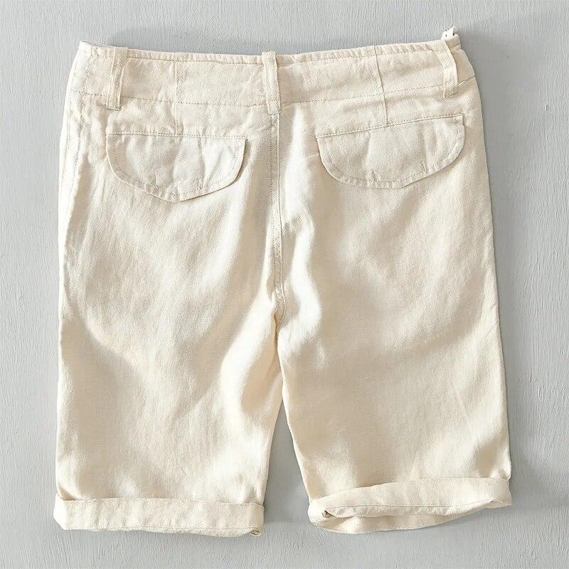 Summer 100% Linens Men's Shorts Holiday Beach Short Baggy Pants Breathable Men Clothing Fresh Color Straight Casual Shorts