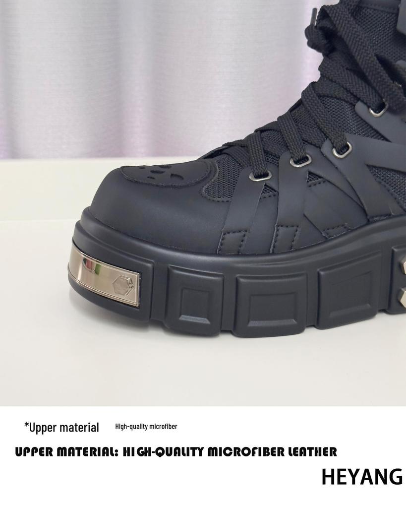 HEYANG Men's Fashion Height-Boosting Punk Boots - Thick-Soled Casual Design