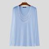 INCERUN Men Beading Low Cut Neck Long Sleeve Fitted Tops T-shirts Undershirts
