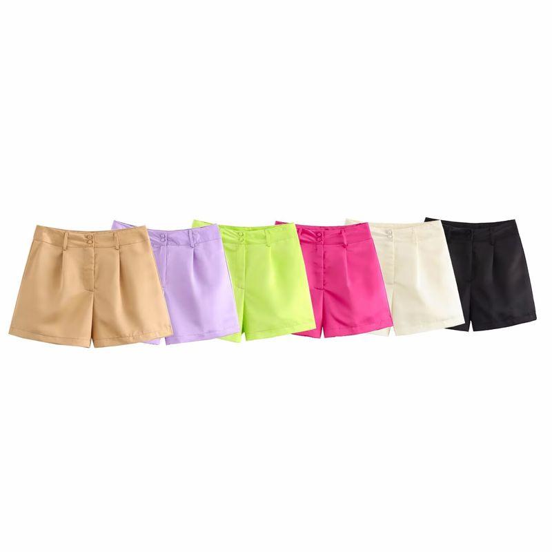 Kaslead New Arrival Women's Clothing Fashion Style Stylish Simple and Versatile High Waist Bag Buckle Multicolor Shorts