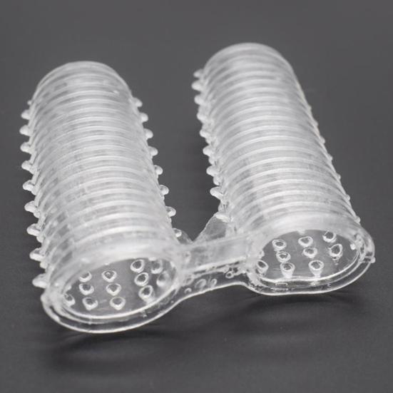 Zábavné, antideformované transparentní chrániče konečků prstů Šroubovací závit pro páry manžet na penis