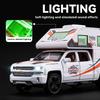 1/32 Chevrolet Off-road Camper Model Metal Die Cast Children's Toy Car Simulation Sound and Light Pull Back Boy Holiday Gift