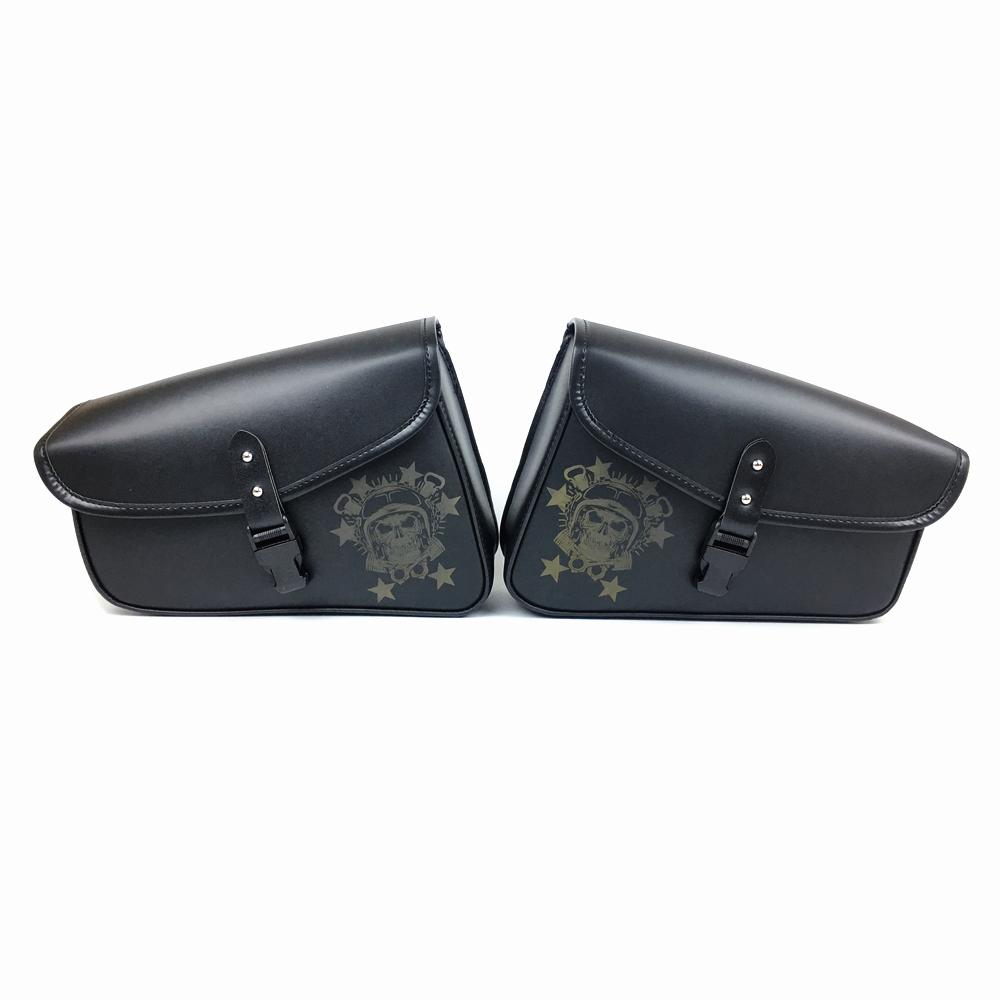 Black Skull Motorcycle Alforjes Laterais Bolsa de Ferramentas PU Couro Bagagem Alforje Bolsa