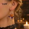 Acrylic Dangle Earrings 1 Pair Halloween 2D for Women, Spooky Pumpkin Skull Cool Aesthetic Black Cat Drop Earrings, Holiday Jewelry Gifts Party