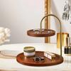 Wooden Double Layer Storage Tray Retro Jewelry Holder Jewelry Display Stand Key Rack Tray Decorative Necklace Display Stand