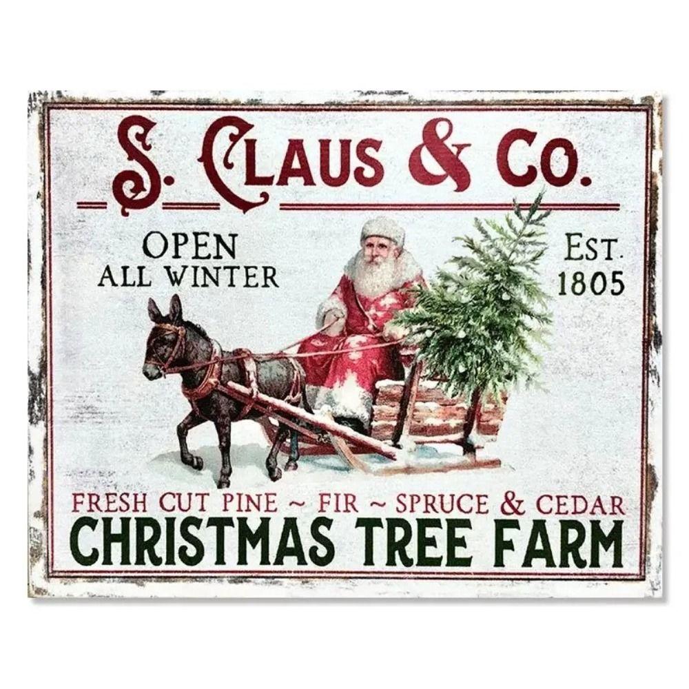 Vintage Christmas Metal Wall Decoration, Holiday Sticker Sign
