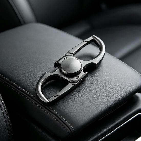 Car Keychain Heavy-Duty Metal Keychain Fidget Spinner with Bottle Opener 3-in-1 Stress Relief Multi-Functional Portable Key Ring Tool